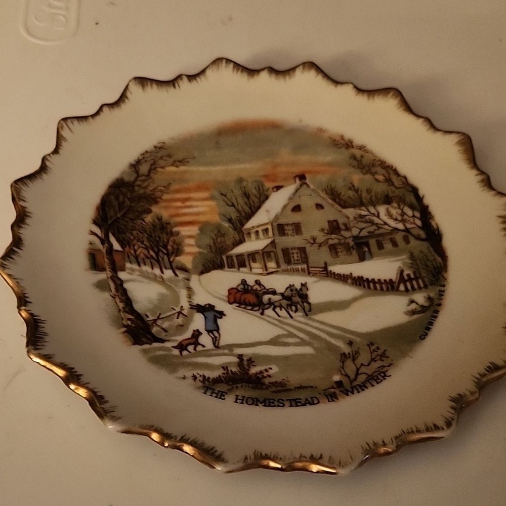 Cirrier & Ives Plate with Winter Scene